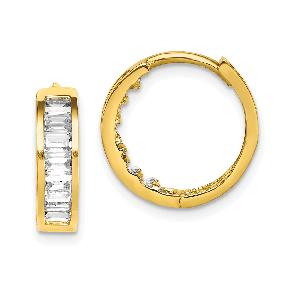 10K CZ Hinged Hoop Earrings