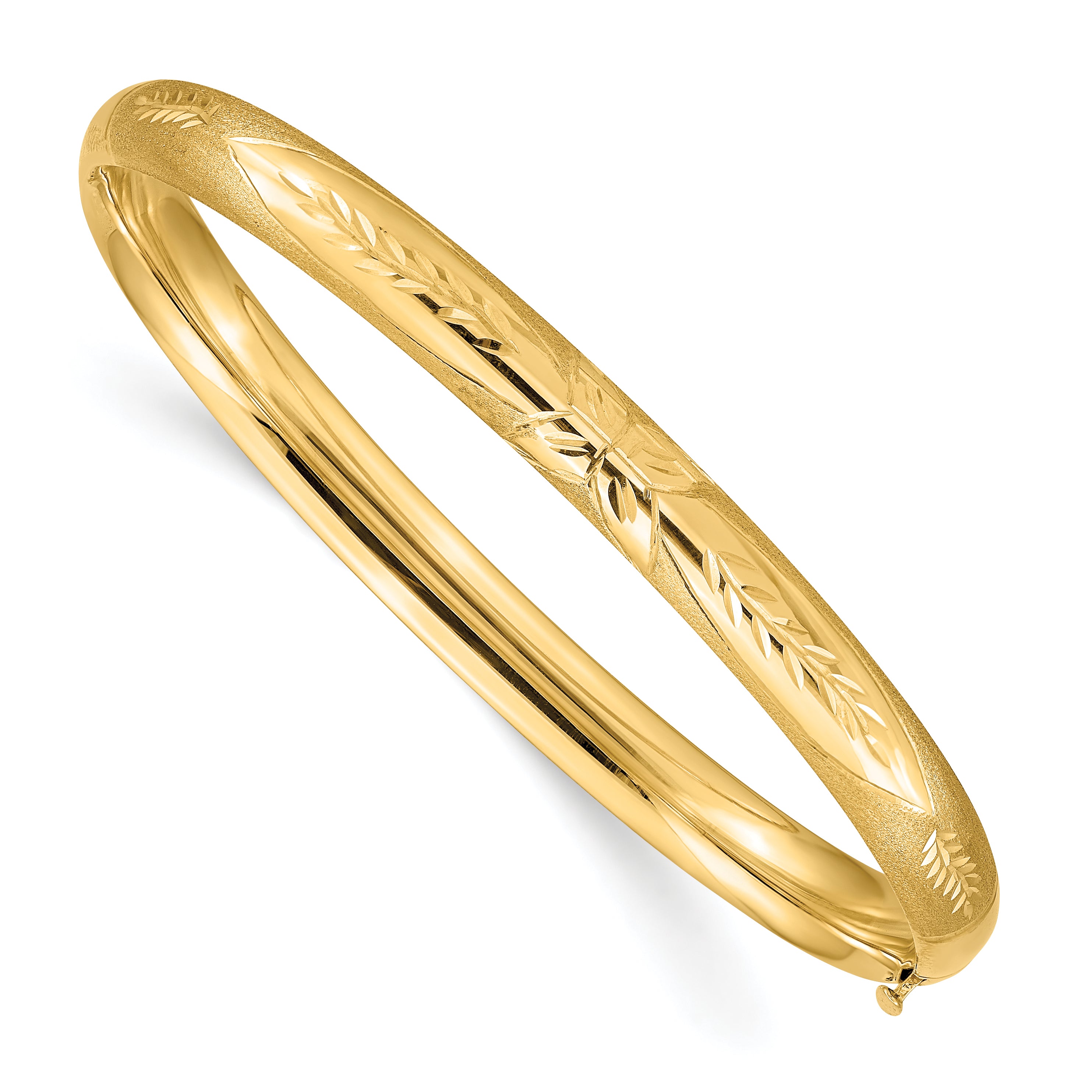 10k 4/16 Florentine Engraved Hinged Bangle Bracelet