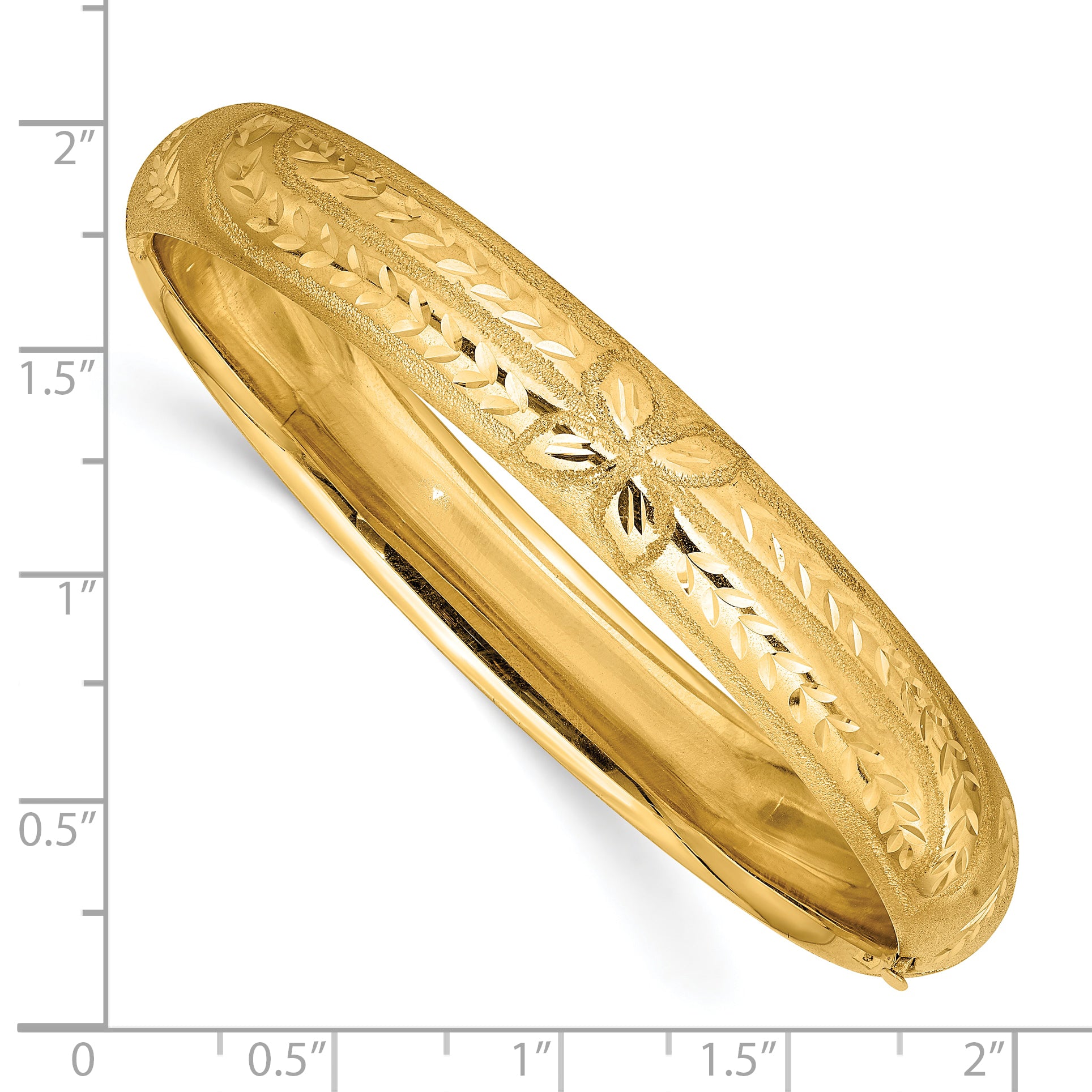 10k 7/16 Florentine Engraved Hinged Bangle Bracelet