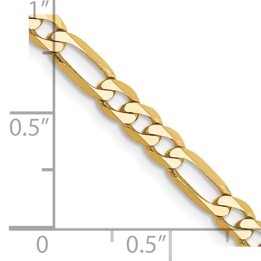 10K 4mm Flat Figaro Chain