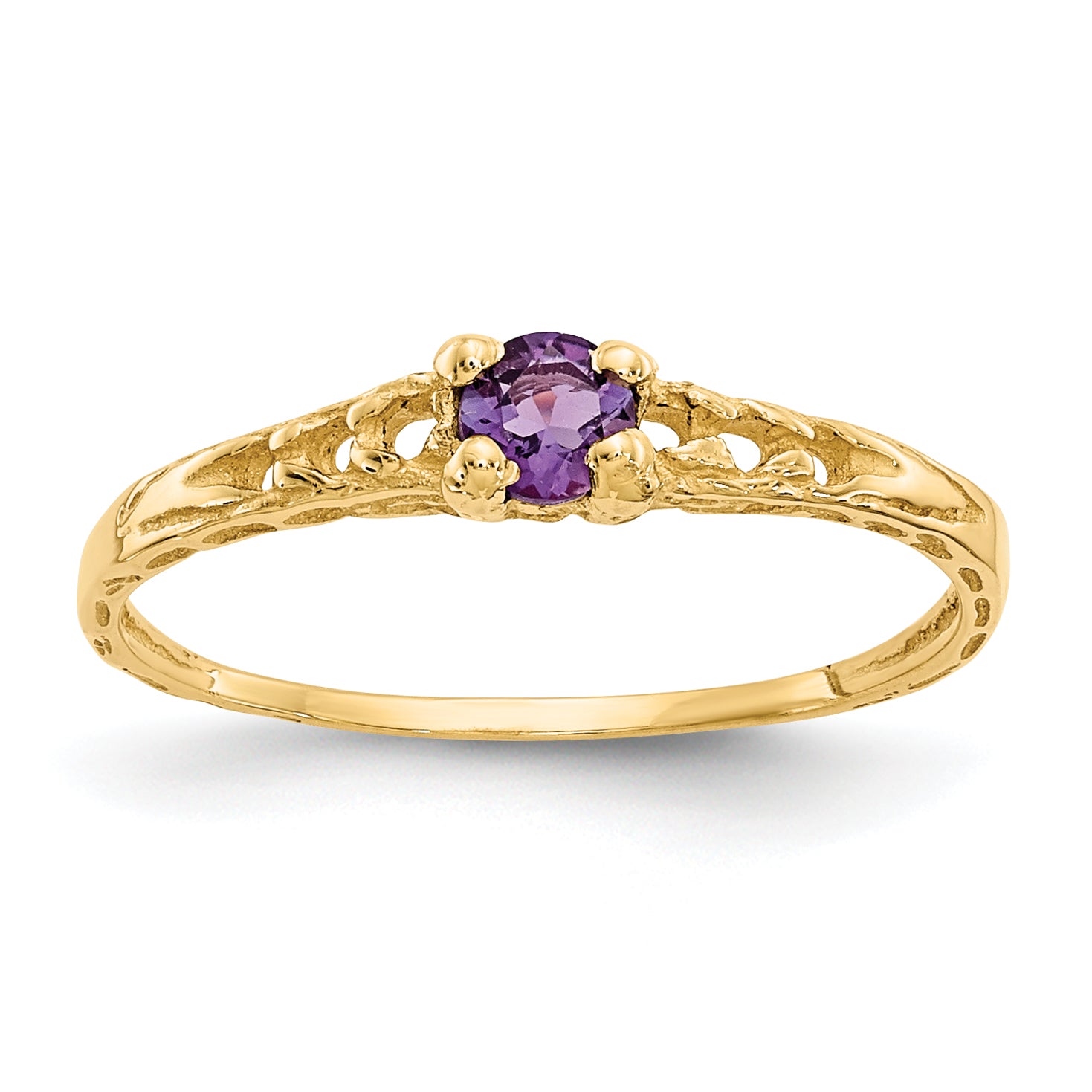 10k Madi K 3mm Amethyst Birthstone Baby Ring