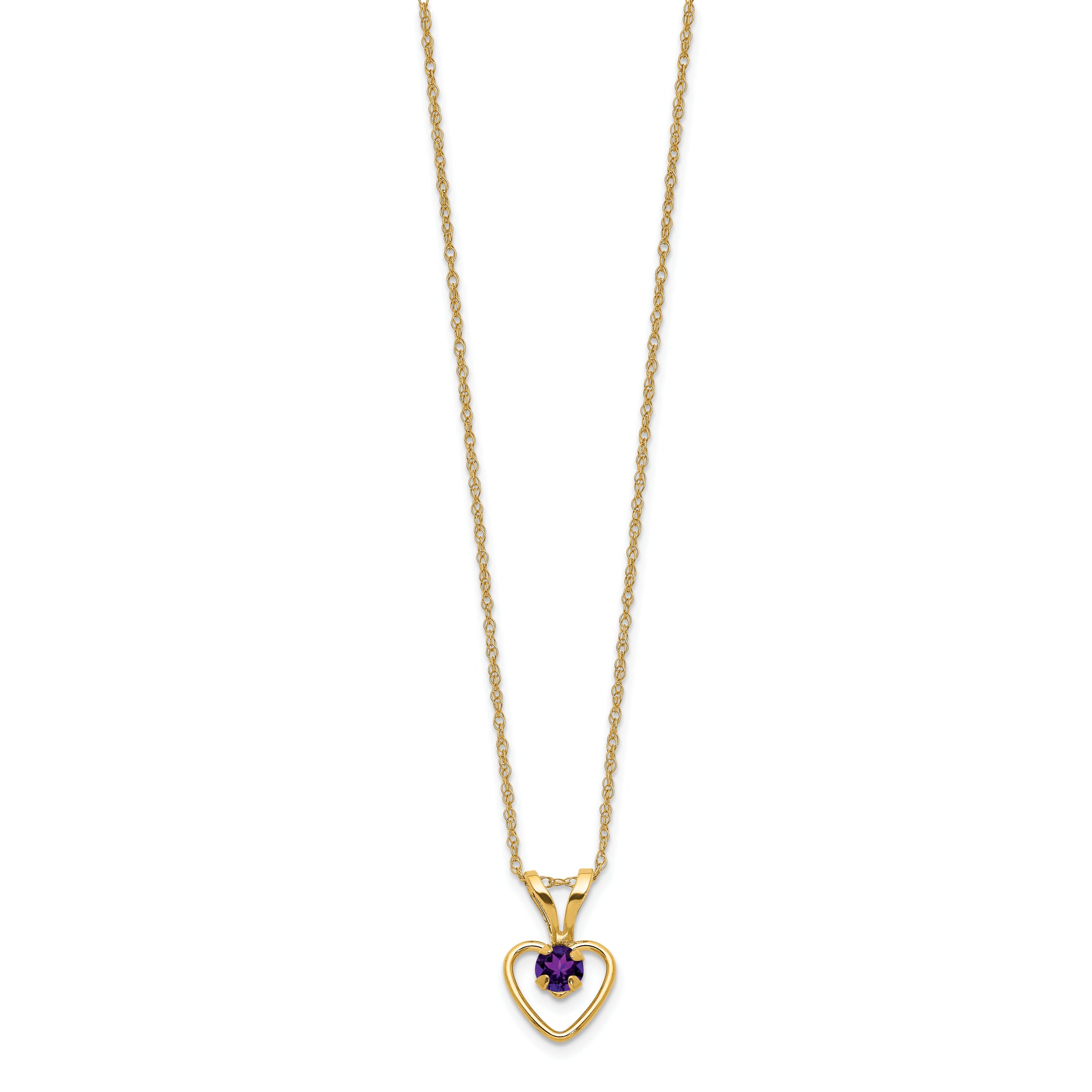 10k Madi K 3mm Amethyst Heart Birthstone Necklace