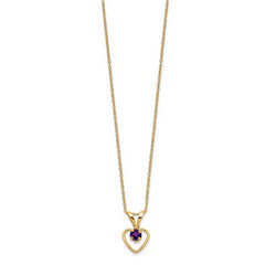 10k Madi K 3mm Amethyst Heart Birthstone Necklace