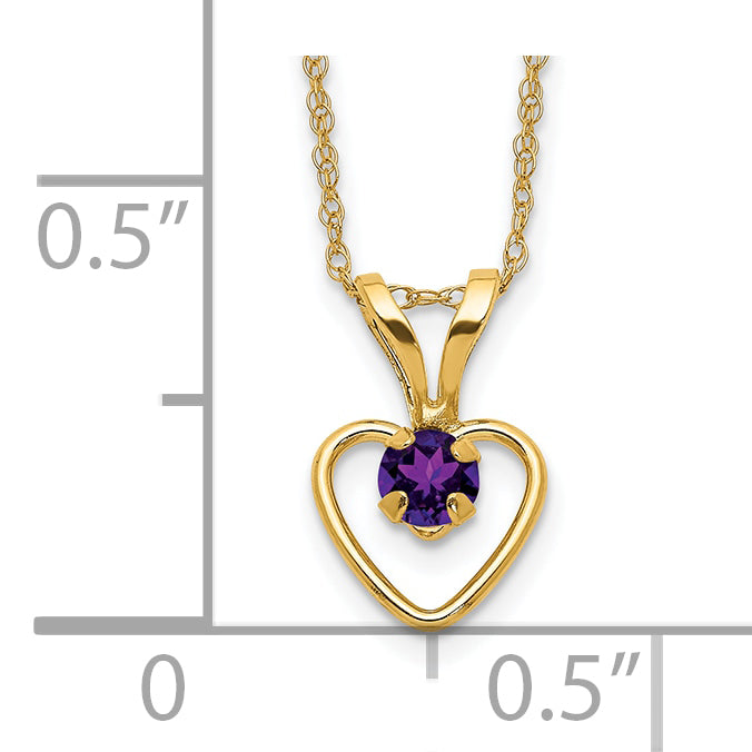 10k Madi K 3mm Amethyst Heart Birthstone Necklace