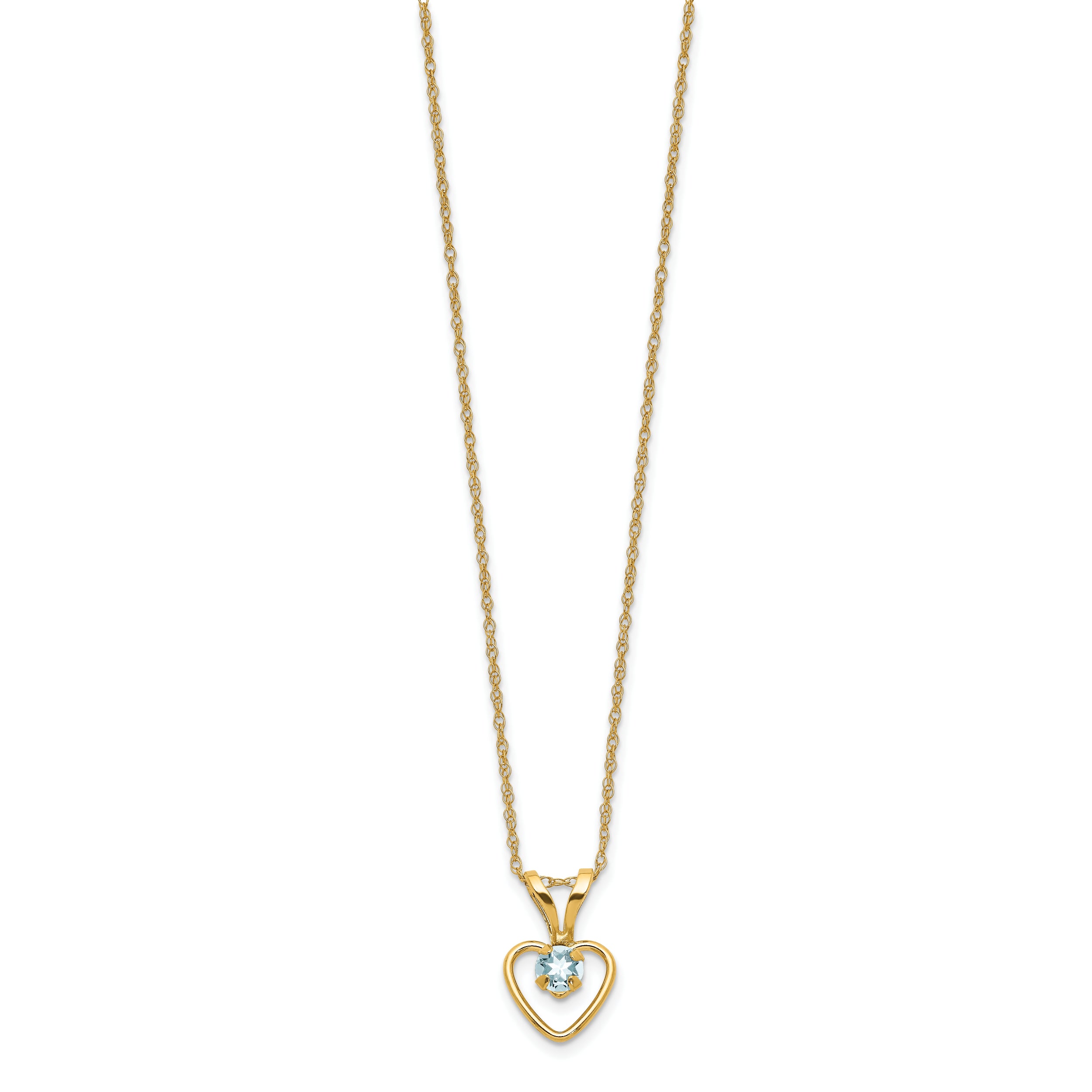 10k Madi K 3mm Aquamarine Heart Birthstone Necklace