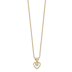 10k Madi K 3mm Aquamarine Heart Birthstone Necklace