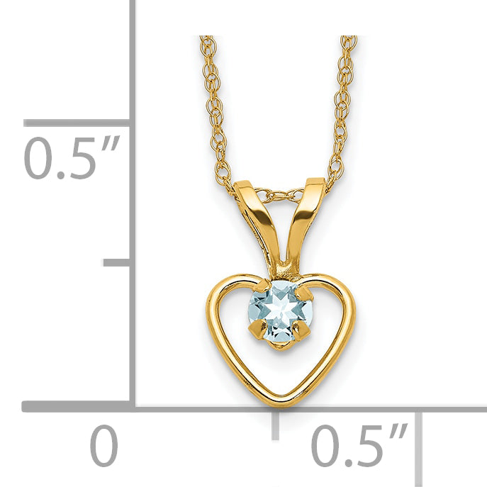 10k Madi K 3mm Aquamarine Heart Birthstone Necklace