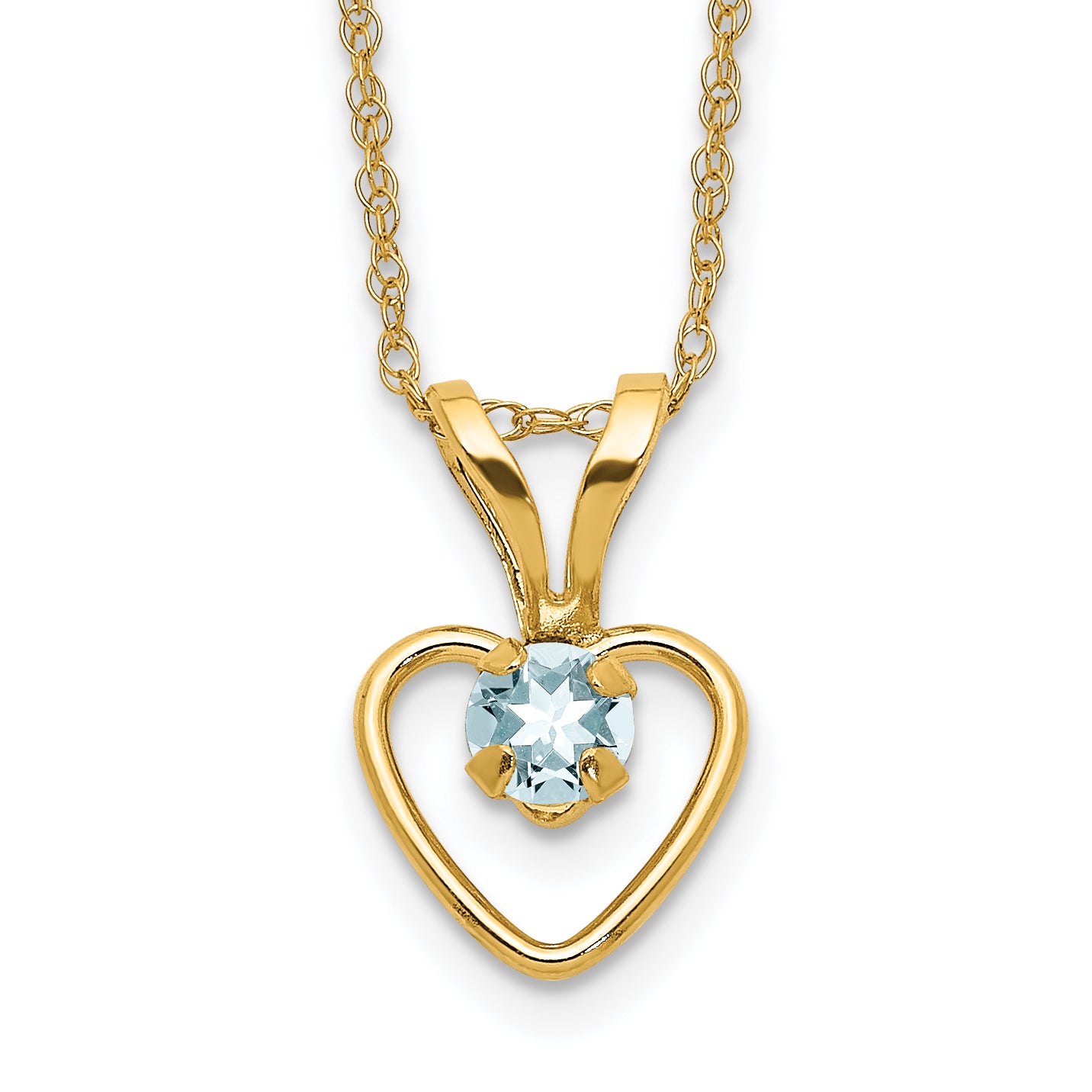 10k Madi K 3mm Aquamarine Heart Birthstone Necklace