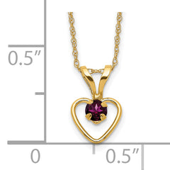 10k Madi K 3mm Rhodolite Garnet Heart Birthstone Necklace