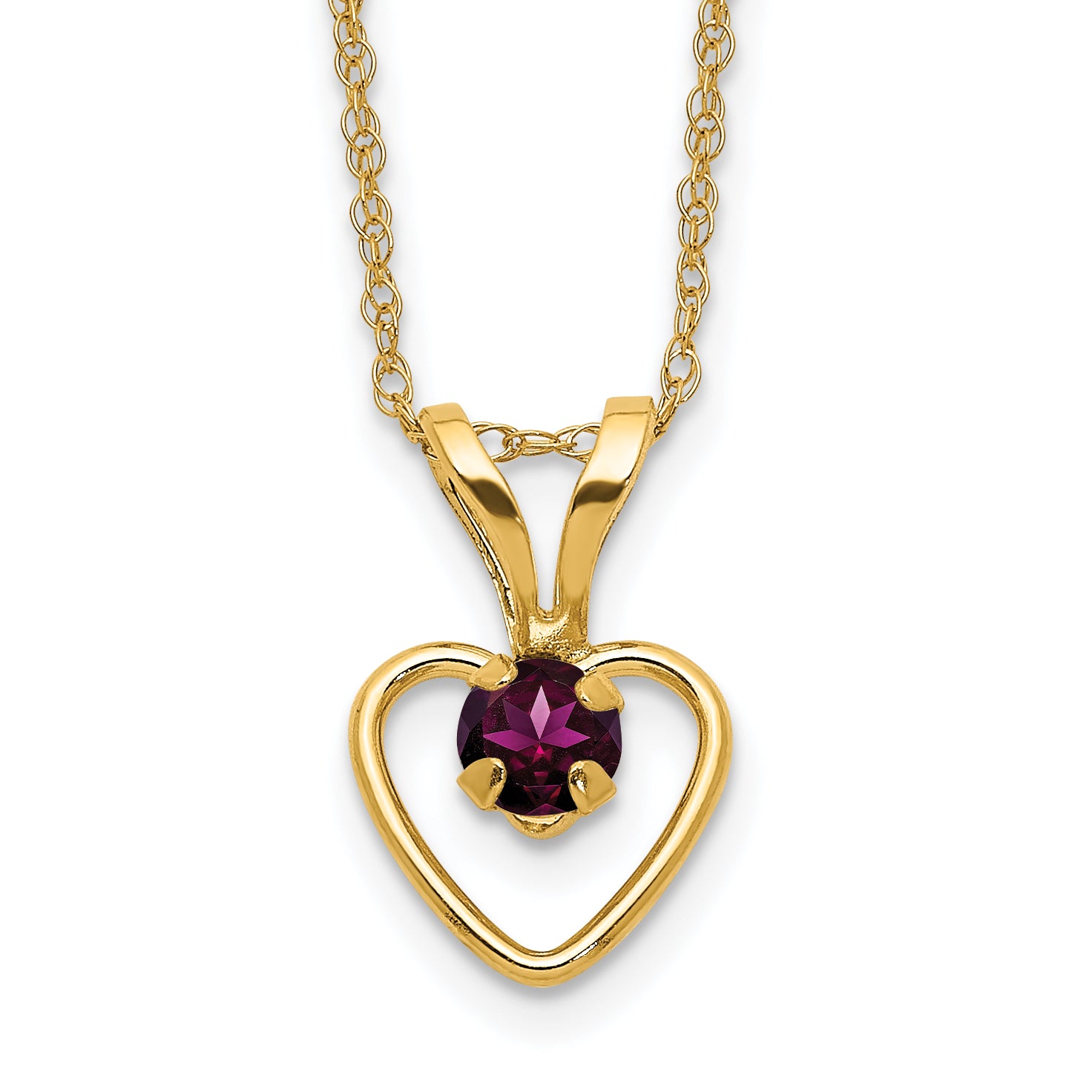 10k Madi K 3mm Rhodolite Garnet Heart Birthstone Necklace