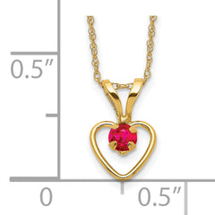 10k Madi K 3mm Ruby Heart Birthstone Necklace