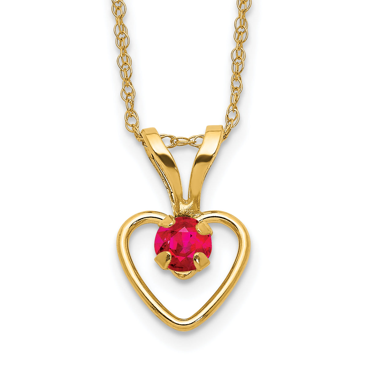 10k Madi K 3mm Ruby Heart Birthstone Necklace