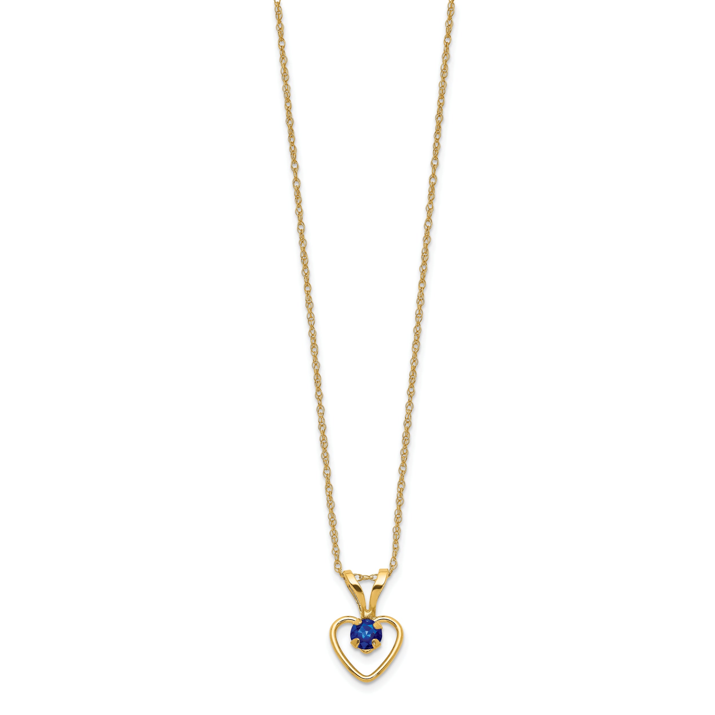 10k Madi K 3mm Sapphire Heart Birthstone Necklace