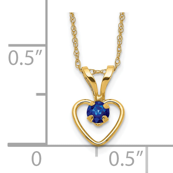 10k Madi K 3mm Sapphire Heart Birthstone Necklace