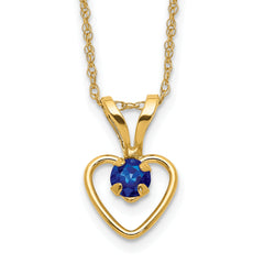 10k Madi K 3mm Sapphire Heart Birthstone Necklace