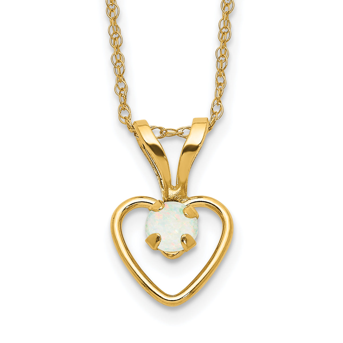 10k Madi K 3mm Opal Heart Necklace