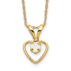 10k Madi K 3mm Opal Heart Necklace