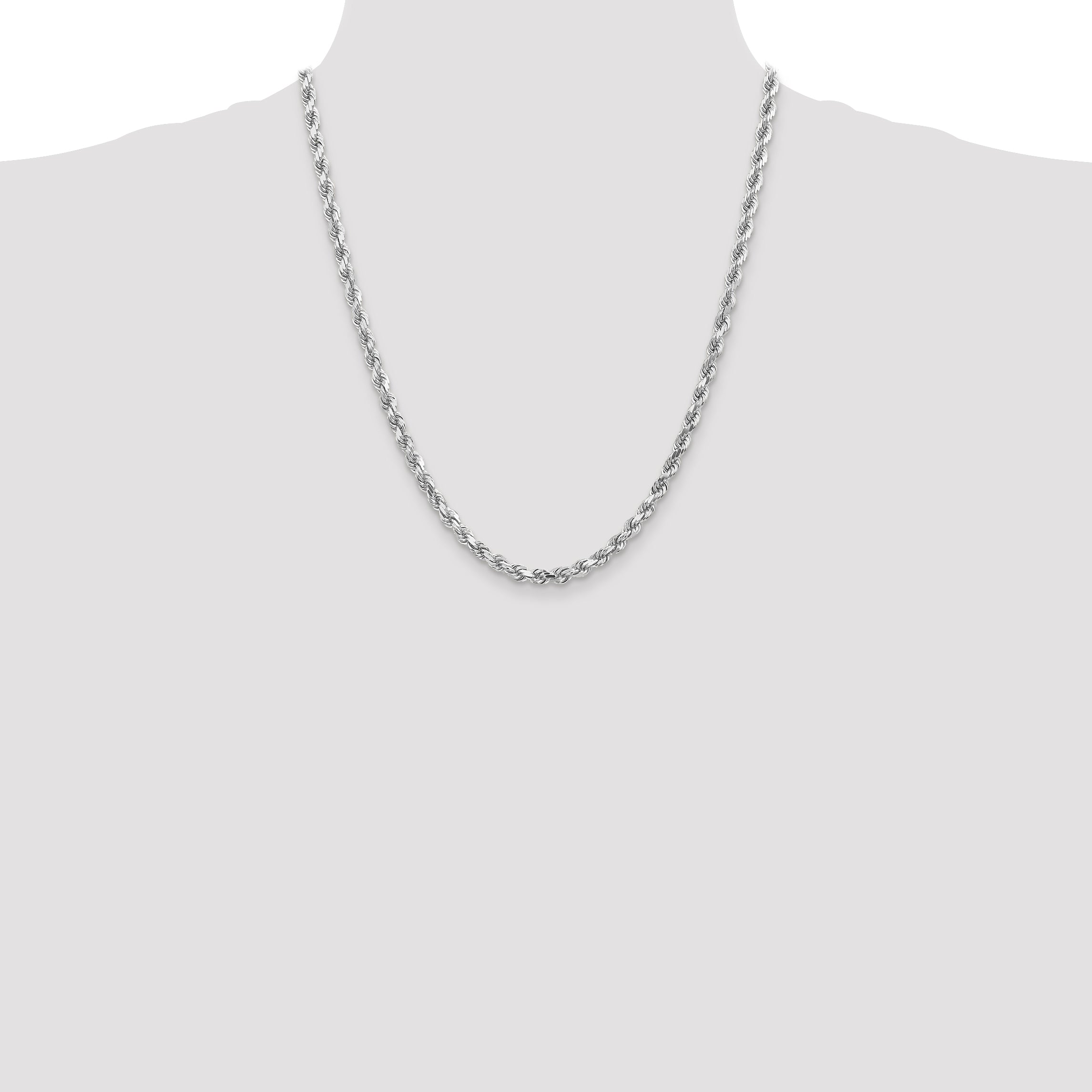 10k White Gold 4.5mm Diamond-Cut Rope Chain