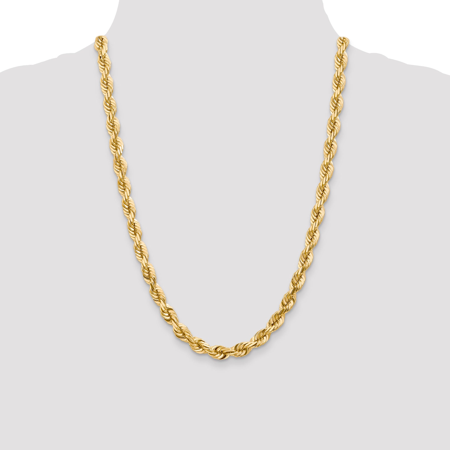 10k 7mm Diamond-cut Rope Chain