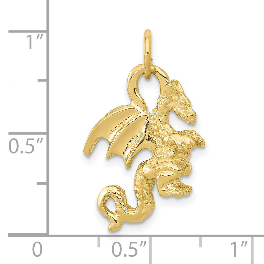 10k Solid Polished 3-Dimensional Dragon Charm