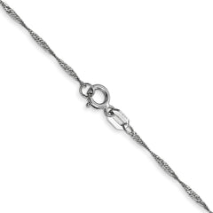 10k White Gold 1mm Carded Singapore Chain