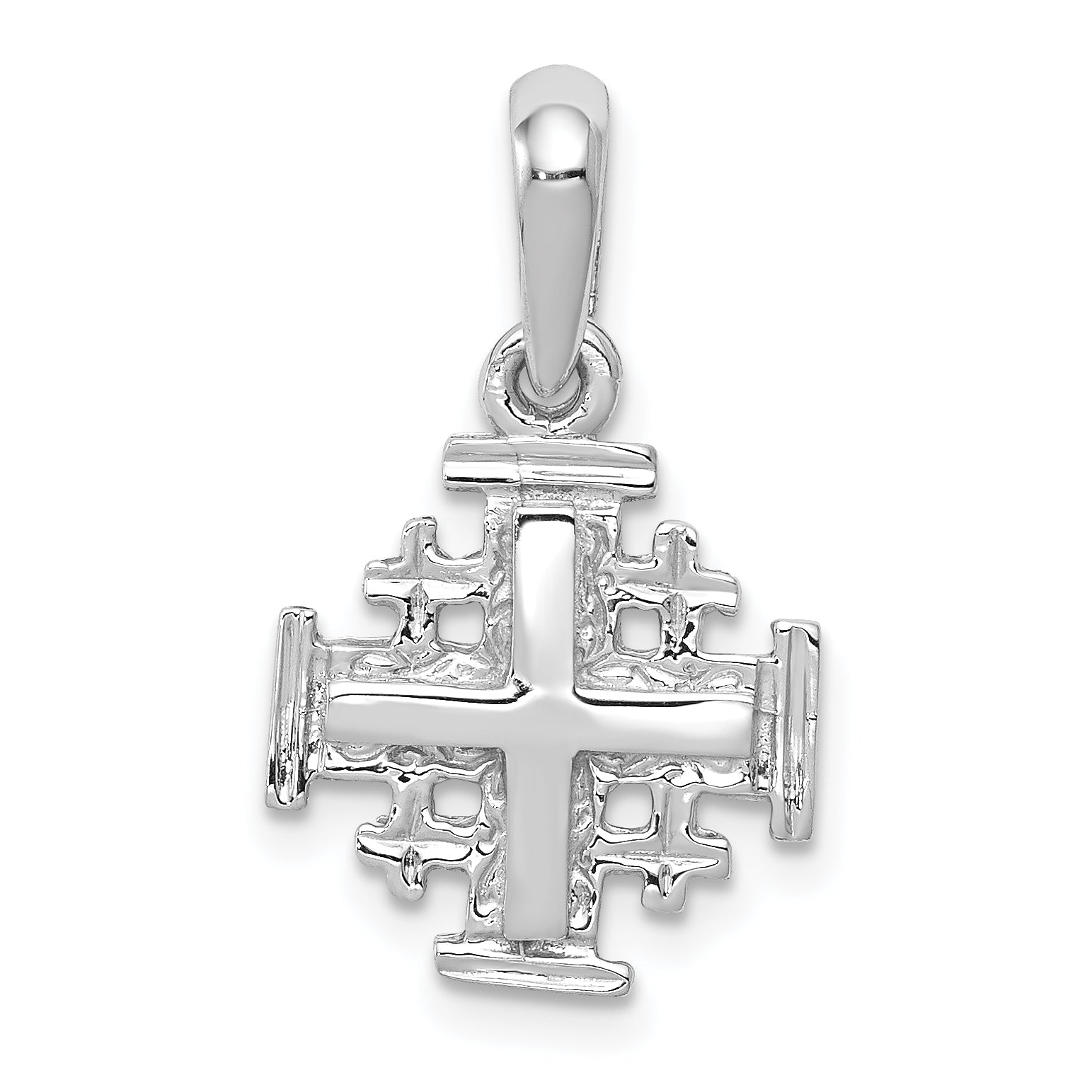 10k White Gold Jerusalem Cross Charm