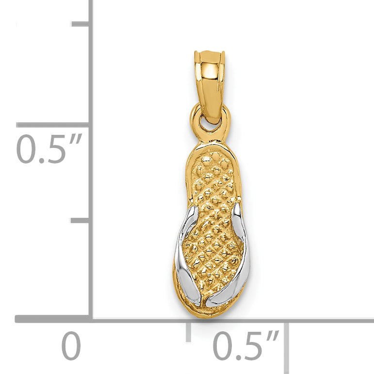 10k & Rhodium Single Flip-Flop Pendant