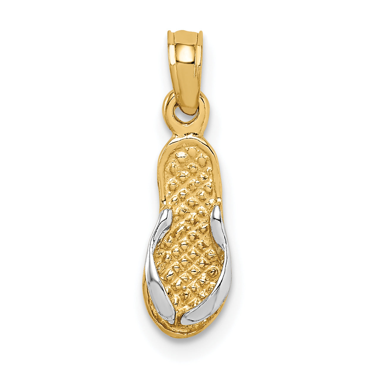 10k & Rhodium Single Flip-Flop Pendant