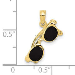 10k 3-D Black Enameled Moveable Sunglasses Pendant