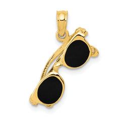 10k 3-D Black Enameled Moveable Sunglasses Pendant