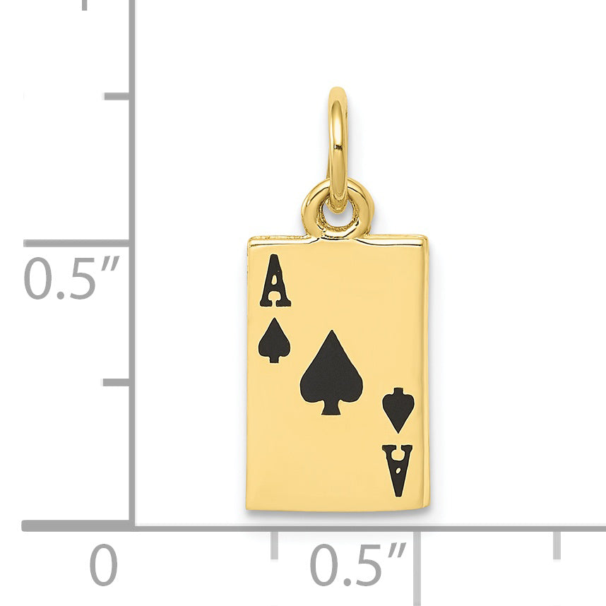 10k Enameled Ace of Spades Card Charm