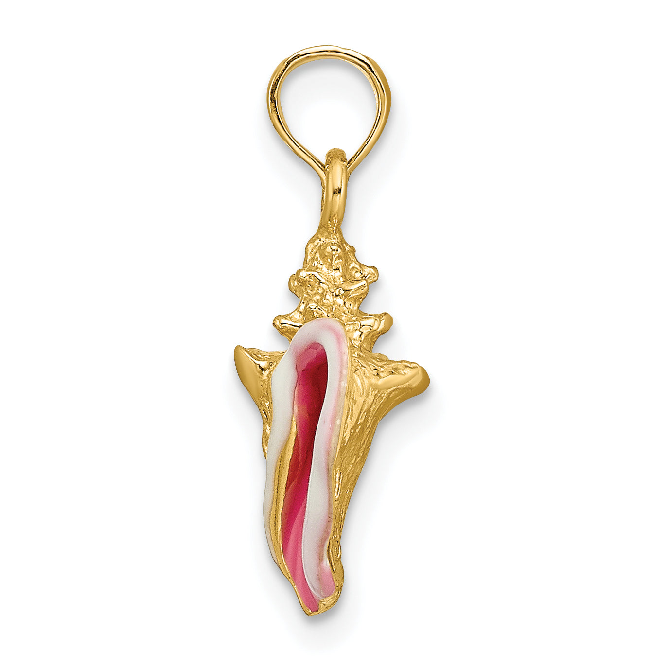 10k Enameled 3-D Conch Shell Pendant