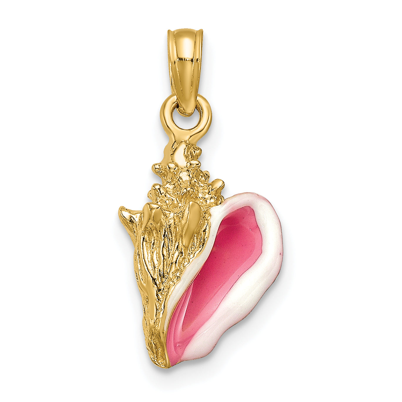 10k Enameled 3-D Conch Shell Pendant