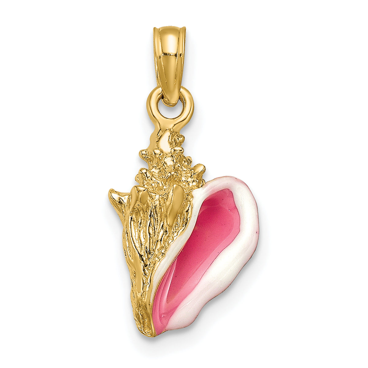 10k Enameled 3-D Conch Shell Pendant