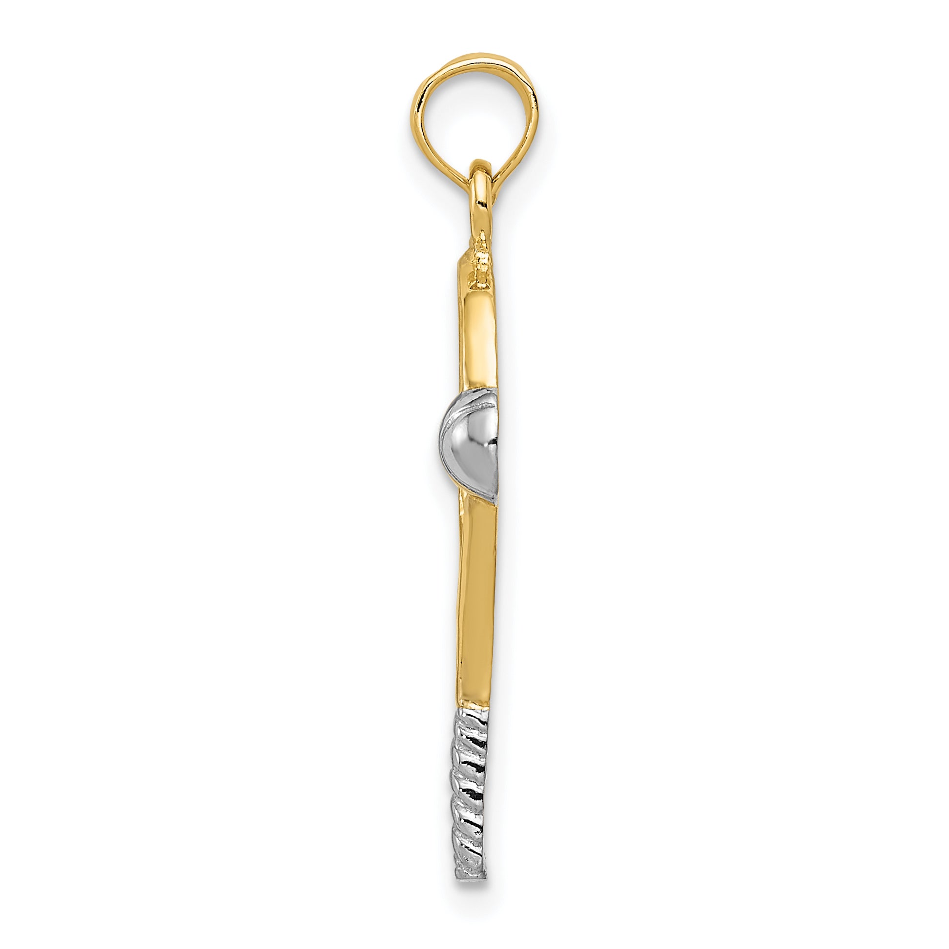 10k w/Rhodium Polished Tennis Racquet Pendant