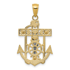 10k Two-tone Mariner's Crucifix Pendant