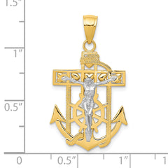 10k Two-tone Mariner's Crucifix Pendant