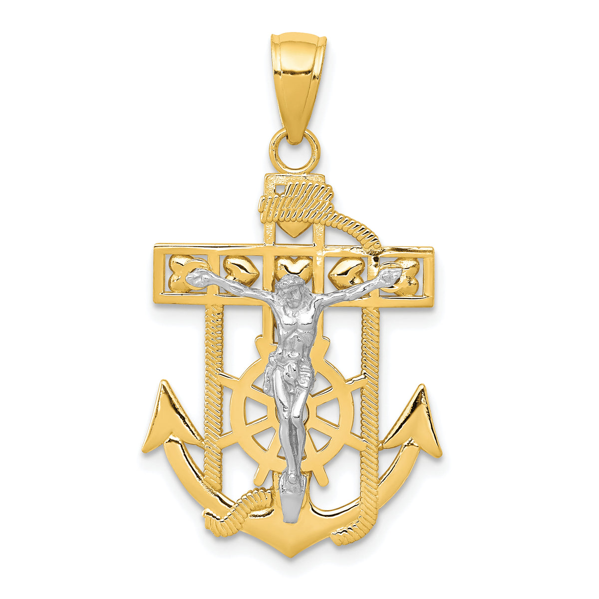 10k Two-tone Mariner's Crucifix Pendant