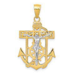 10k Two-tone Mariner's Crucifix Pendant