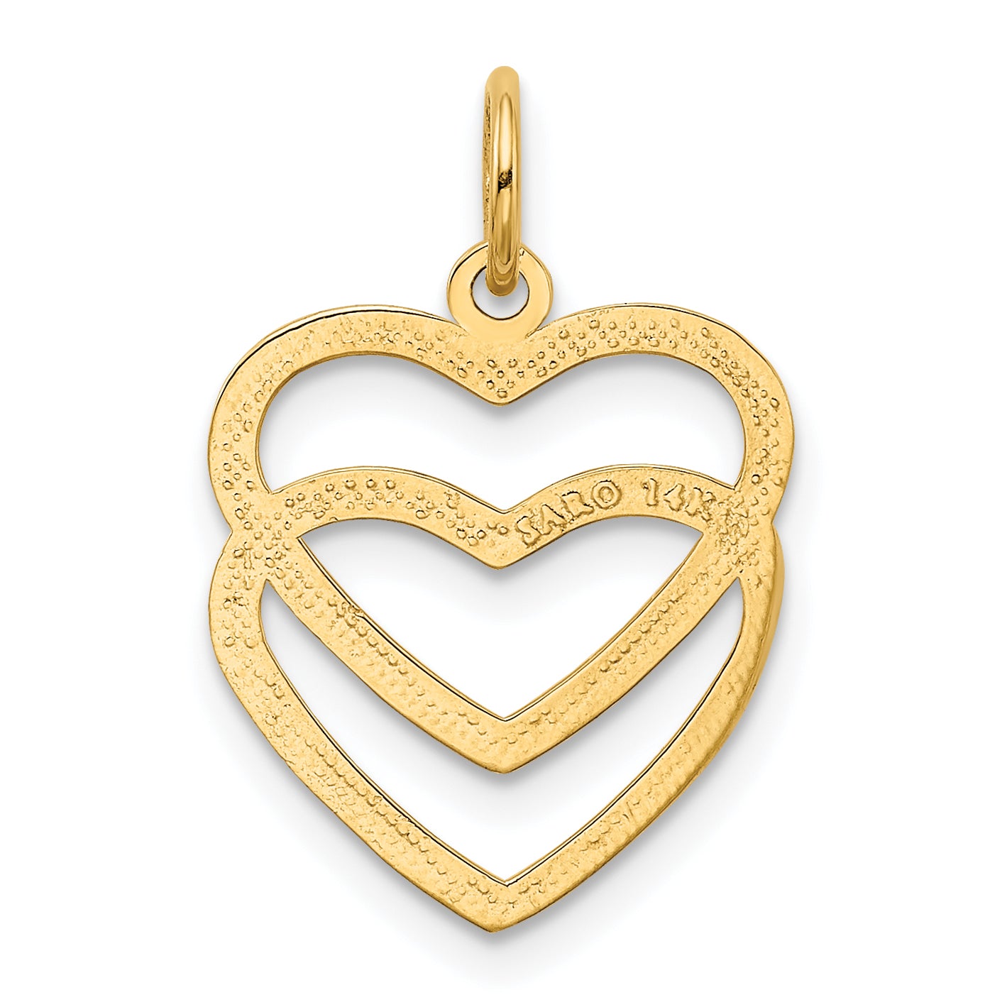 10K Polished Double Heart Pendant