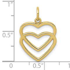 10K Polished Double Heart Pendant