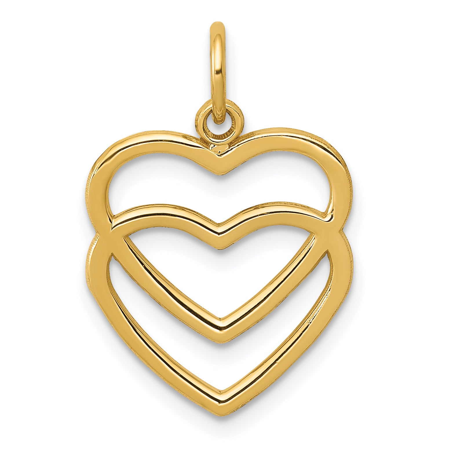 10K Polished Double Heart Pendant