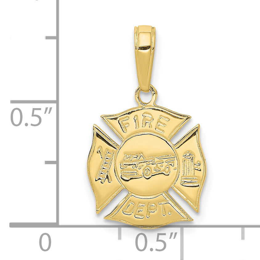 10k Fire Dept Shield Pendant