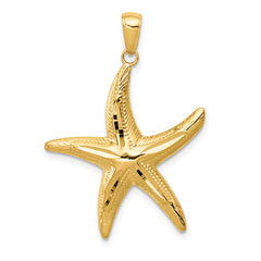 10K Diamond-cut Starfish Pendant