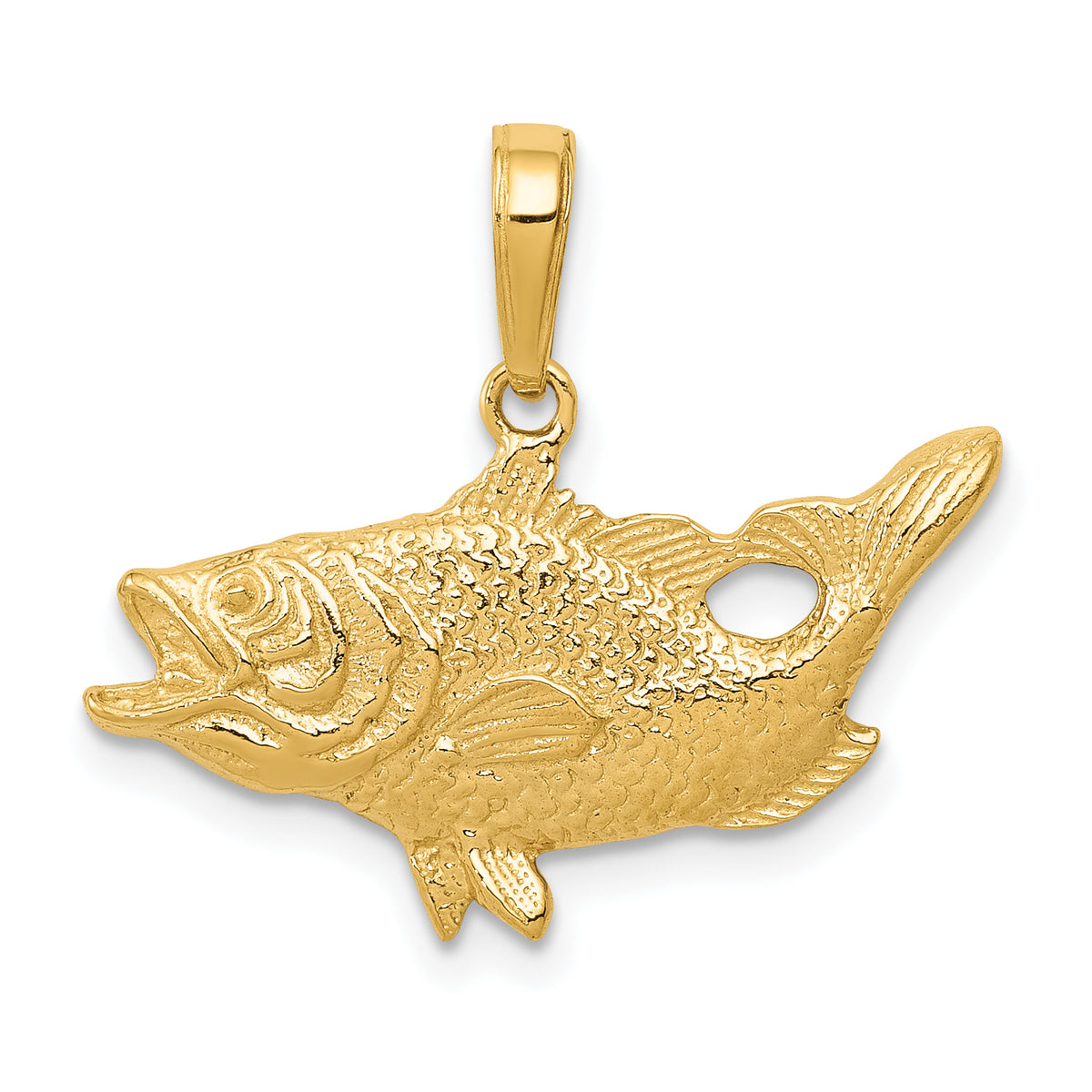 10k Open Mouthed Bass Fish Pendant