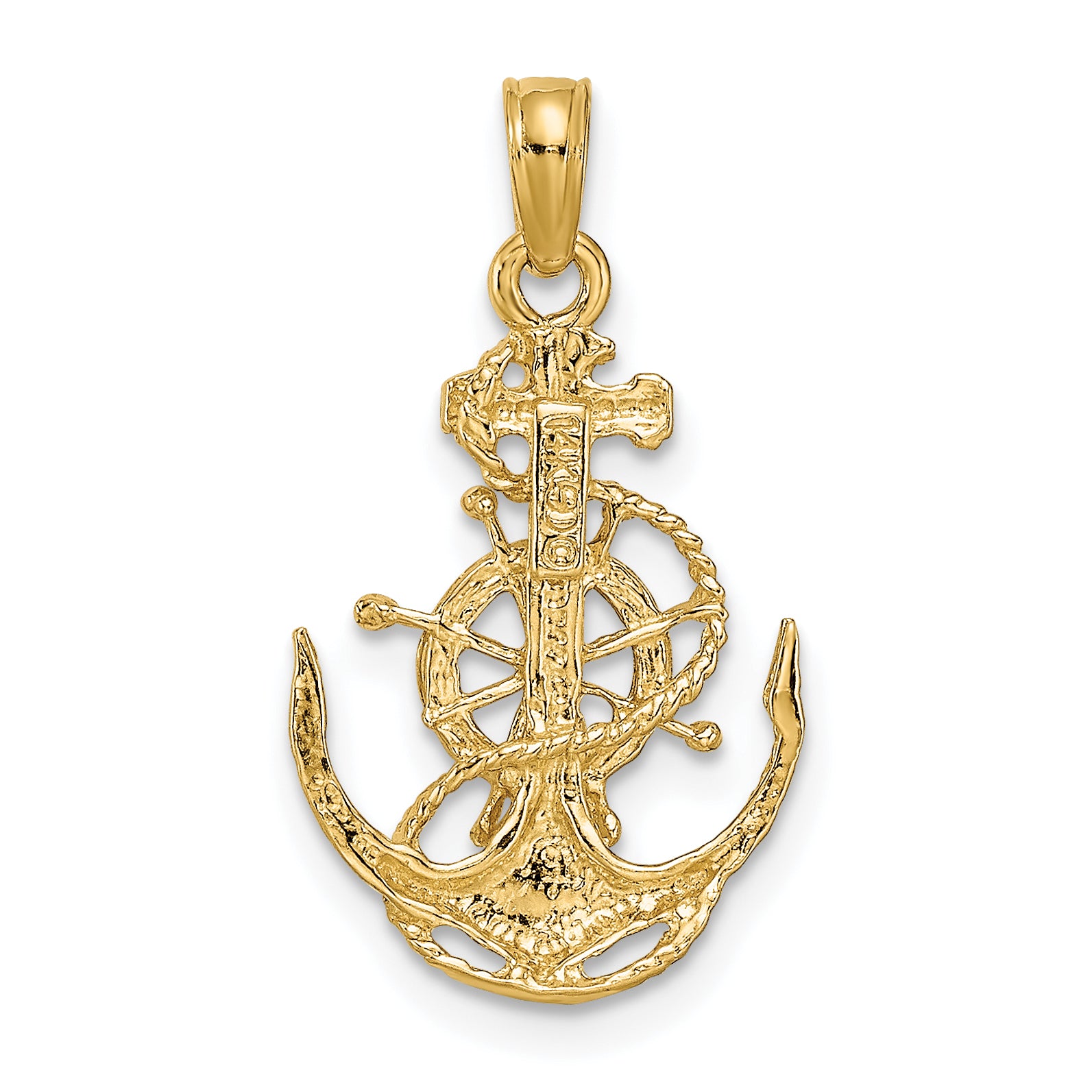 10k Small Anchor w/Wheel Pendant