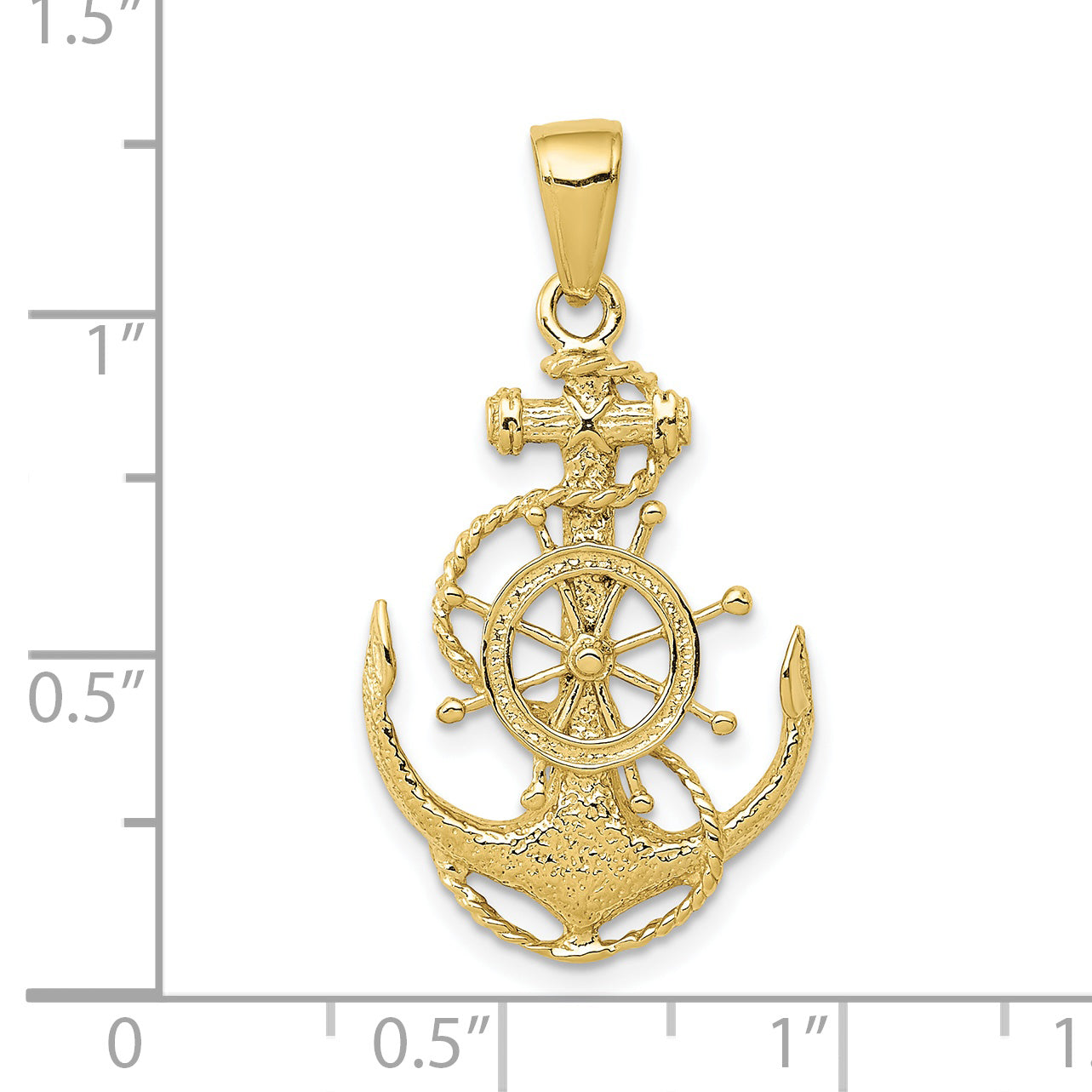 10K Medium Anchor w/Wheel Pendant