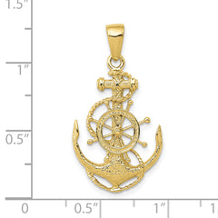 10K Medium Anchor w/Wheel Pendant