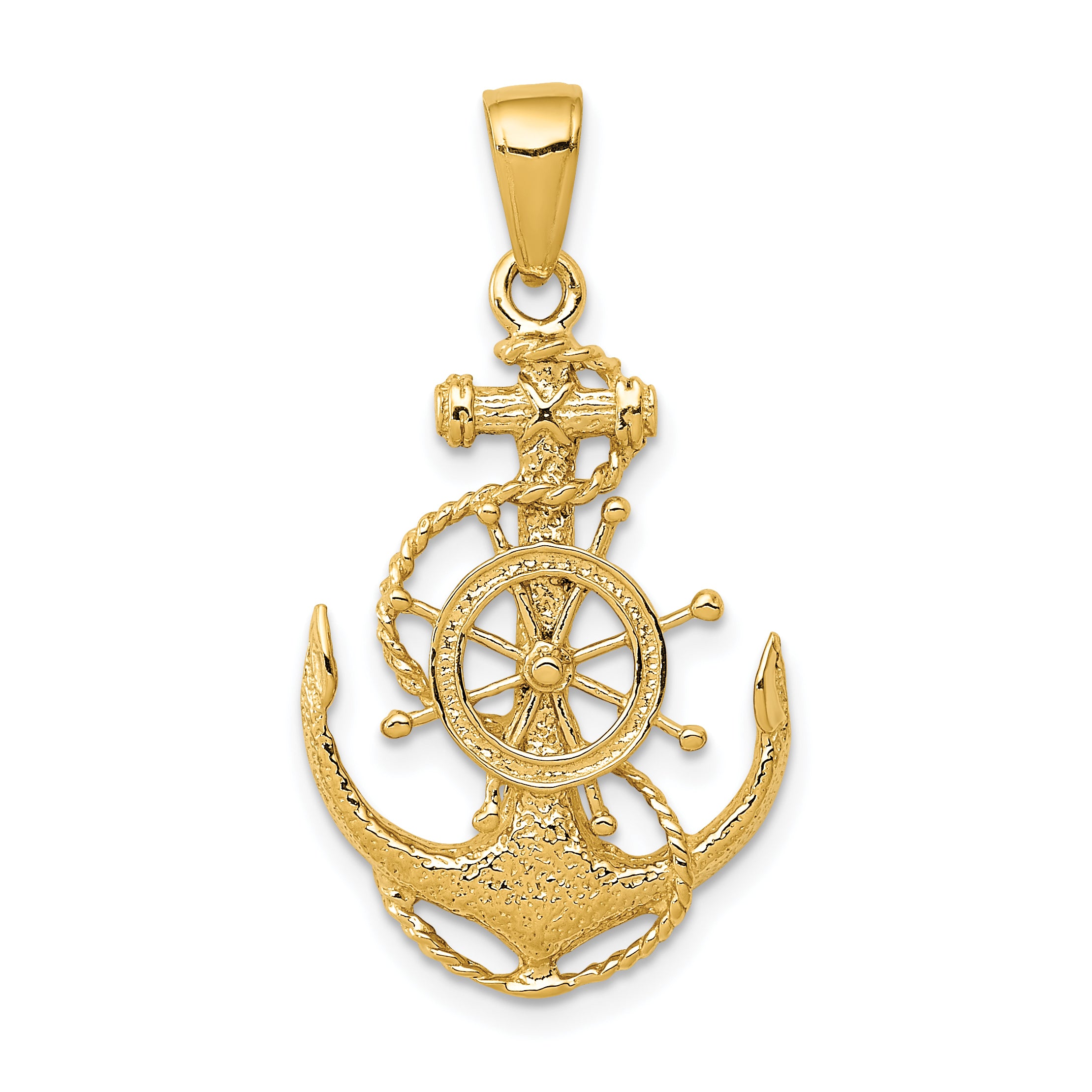 10K Medium Anchor w/Wheel Pendant