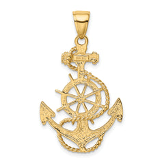 10k Large Anchor w/Wheel Pendant